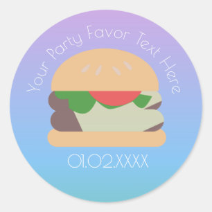 Sticker Rond Ombre BBQ Hamburger Merci