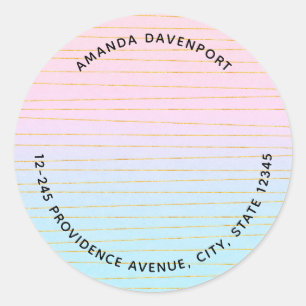 Sticker Rond Ombre bleu rose avec adresse Gold Lines