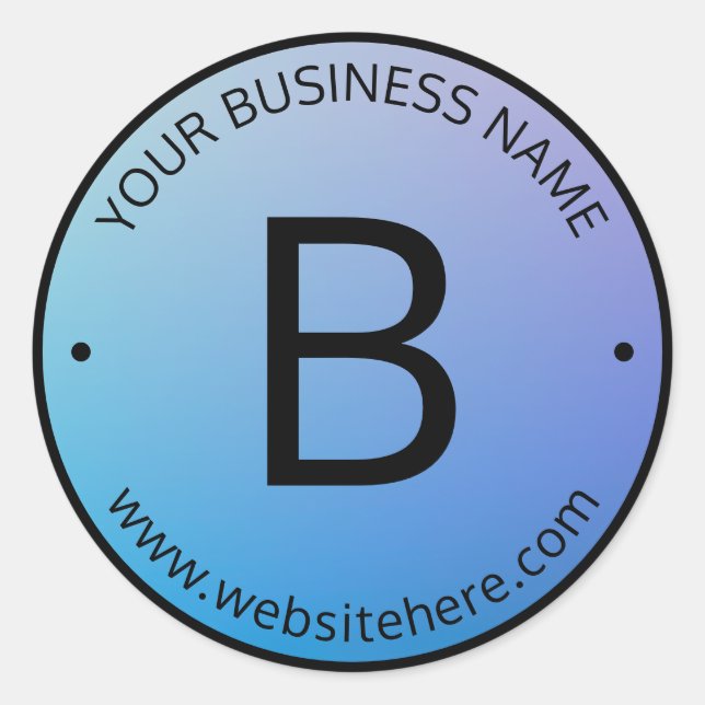 Sticker Rond Ombre de fond bleu et violet avec texte modifiable (Devant)