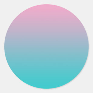 Sticker Rond Ombre rose et turquoise