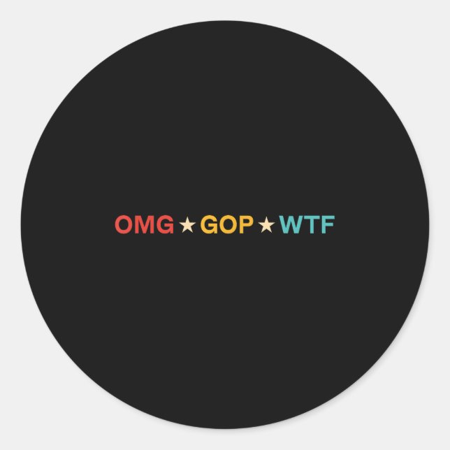Sticker Rond Omg Gop Wtf Vintage Design  (Devant)