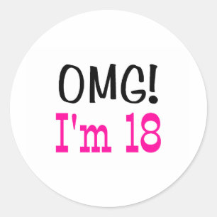 Sticker Rond OMG j'ai 18 ans (le rose)