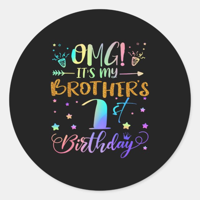 Sticker Rond Omg Ses Frères 1er Anniversaire Doux 1 Ans (Devant)