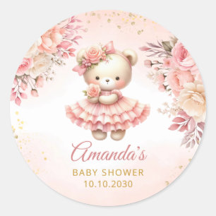 Sticker Rond On peut attendre aquarelle Baby shower Boho