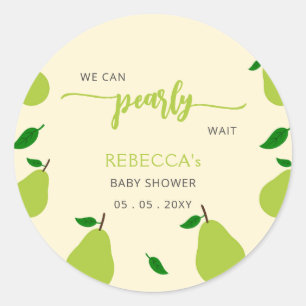 Sticker Rond On peut attendre avant l'automne Baby shower de po