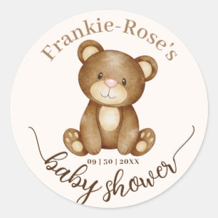 Sticker Rond On peut attendre ! Baby shower personnalisé mignon