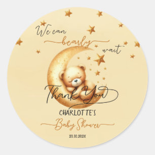 Sticker Rond On Peut Attendre De Mignons Baby showers Bébé Ours