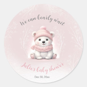 Sticker Rond On Peut Attendre De Près L'Ours Polaire Baby showe