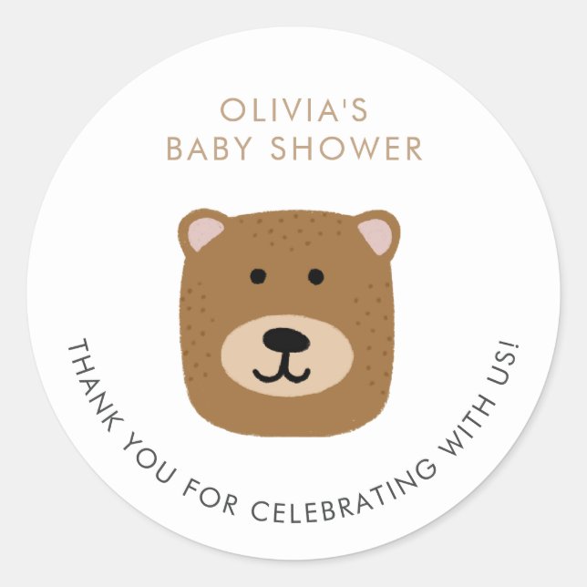 Sticker Rond On peut attendre des garçons Baby shower Merci (Devant)