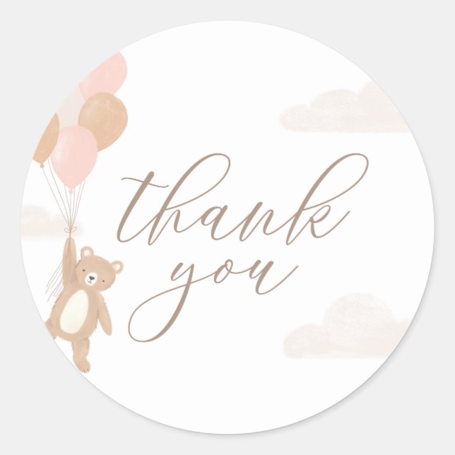 Sticker Rond On peut attendre le Baby shower de fille rose (Devant)