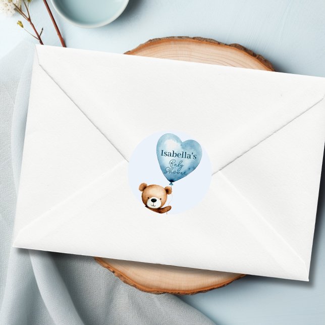 Sticker Rond On peut attendre le Baby shower de garçon (We Can Bearly Wait Boy Baby Shower Classic Round Sticker)