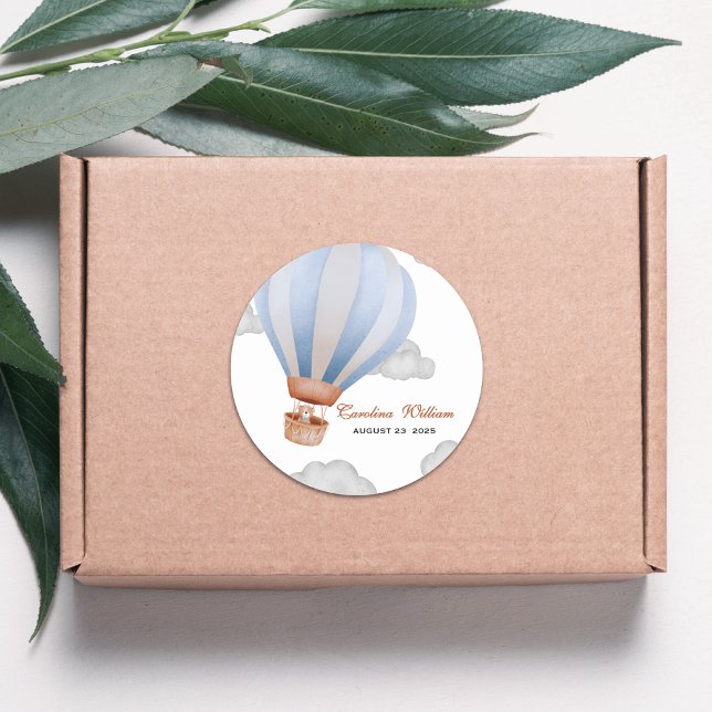 Sticker Rond on peut attendre le baby shower de petit garçon (Créateur téléchargé)