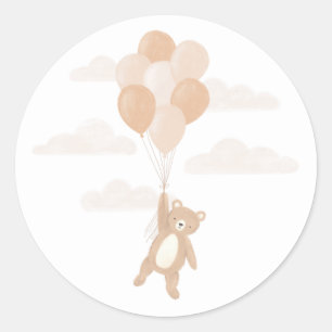 Sticker Rond On peut attendre un Baby shower neutre