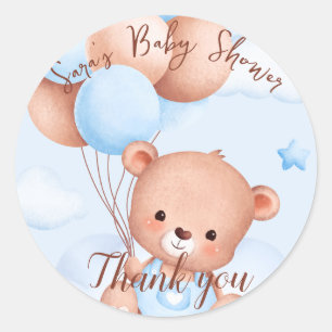 Sticker Rond On peut attendre un garçon Baby shower Favoriser