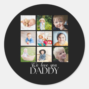 Sticker Rond On t'aime papa Beau Collage 9 Photos