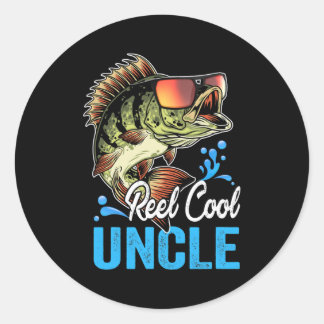 Sticker Rond Oncle Cool Reel Pêche Aîné Vintage Père