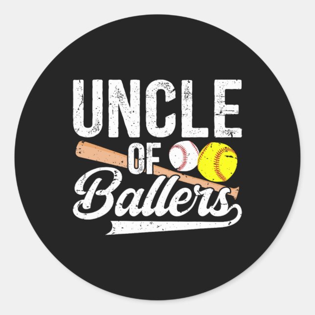 Sticker Rond Oncle De Ballers Baseball Softball Oncle (Devant)