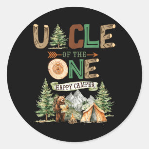 Sticker Rond Oncle du premier anniversaire de camping de l'uniq