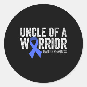 Sticker Rond Oncle d'un guerrier T1D enfant Diabétique Bleu Rub