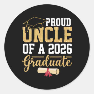 Sticker Rond Oncle fier d'un senior diplômé de 2026 Cl de 2026