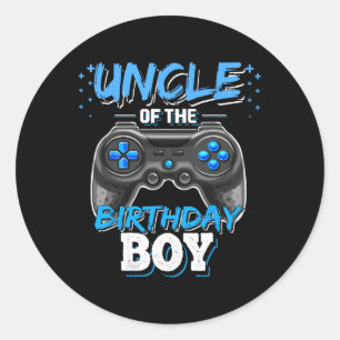 Sticker Rond Oncle Of The Birthday Boy Matching Video Jeu Birt