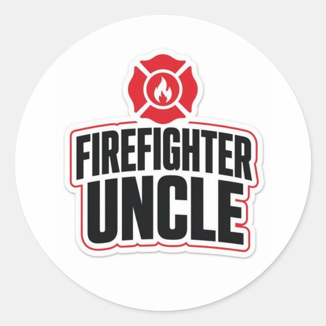 Sticker Rond Oncle pompier (Devant)
