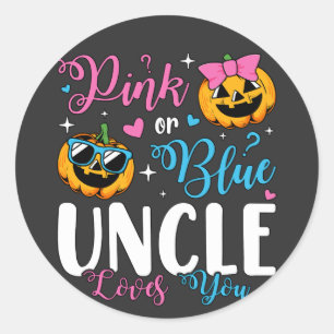 Sticker Rond Oncle Rose Ou Bleu Vous Aime Bébé Citrouille