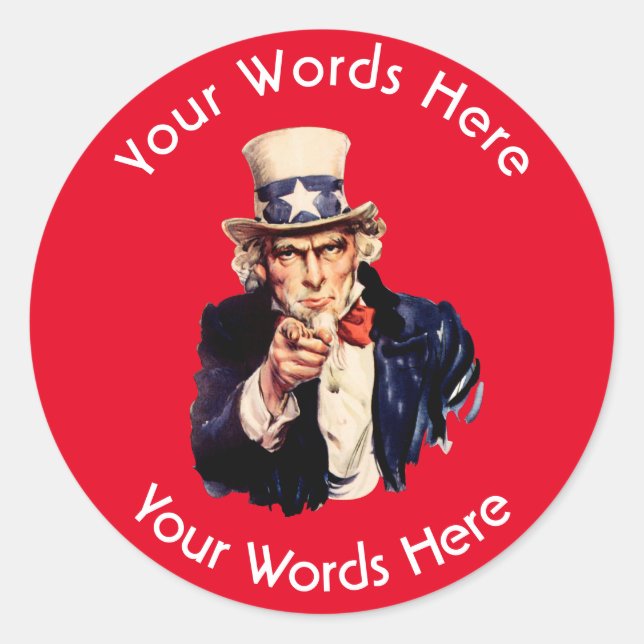 Sticker Rond Oncle Sam Personnalisé (Devant)