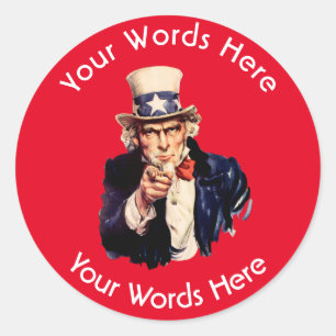 Sticker Rond Oncle Sam Personnalisé