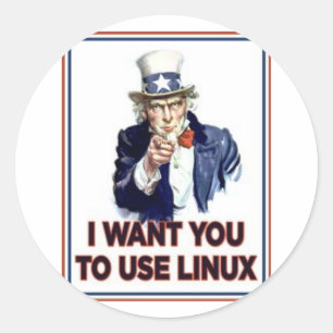Sticker Rond Oncle Sam : Utiliser Linux