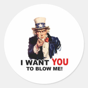 Sticker Rond Oncle Sam VEUT QUE TU ME BAISSES