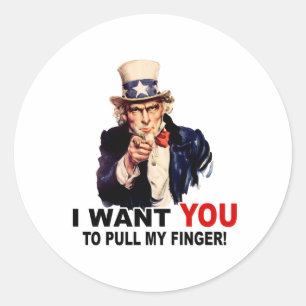 Sticker Rond Oncle Sam VEUT QUE TU TIRE MON DOIGT