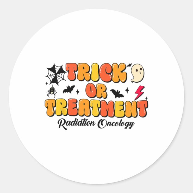 Sticker Rond Oncologie Du Rayonnement De Trick Ou De Traitement (Devant)