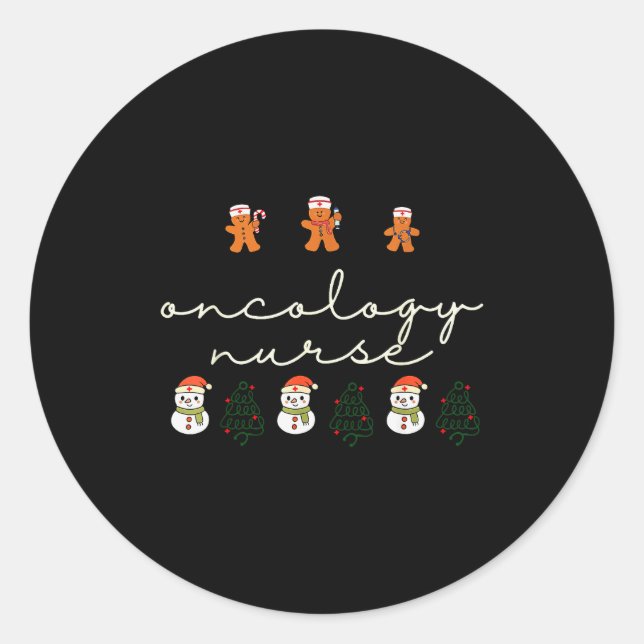 Sticker Rond Oncology Nurse Christmas Gingerbread Holiday Hosta (Devant)