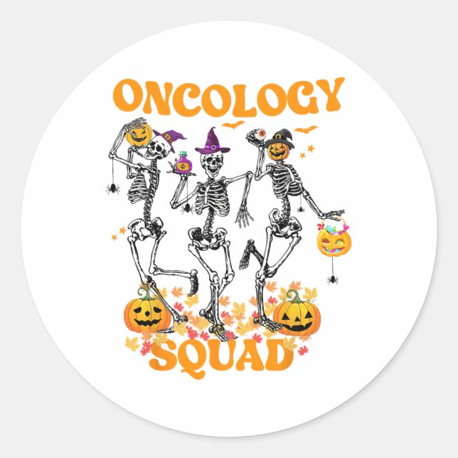Sticker Rond Oncology Squad Skeleton Citrouille Fall Leçons Éff (Devant)