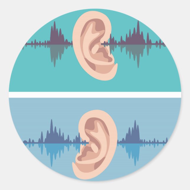 Sticker Rond Onde sonore à travers l'oreille humaine (Devant)