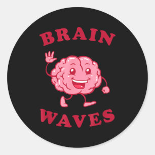 Sticker Rond Ondes cérébrales - biologie scientifique drôle 