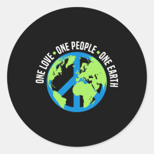 Sticker Rond One Earth People Love Environnement Planète Jour d