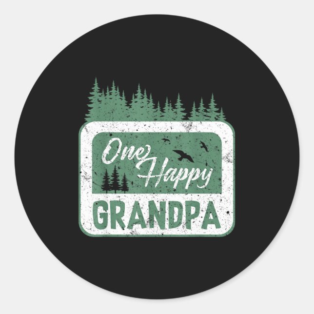 Sticker Rond One Happy Grandpa Camper 1st Birthday Camng Bear  (Devant)