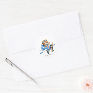 Sticker Rond One Happy Pilot 1st. Birthday Party