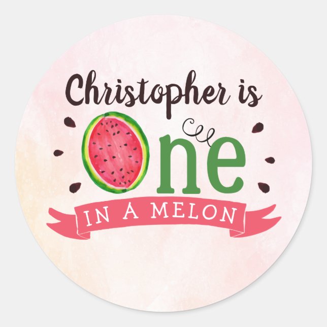 Sticker Rond One In A Melon 1er Anniversaire (Devant)