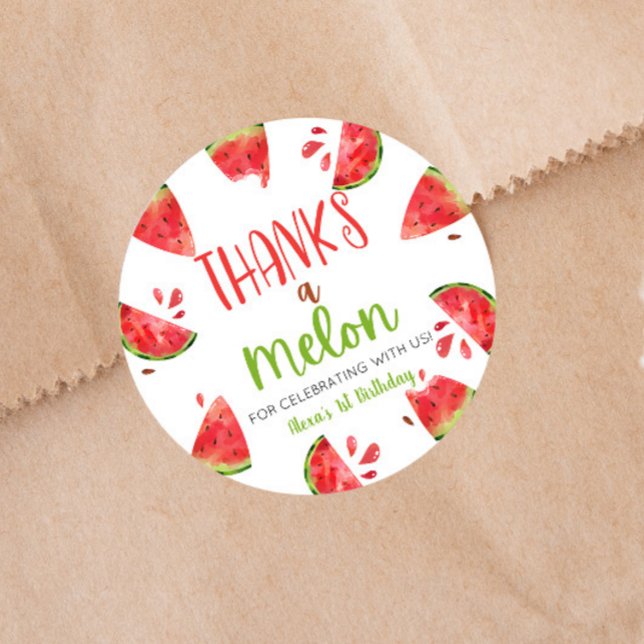 Sticker Rond One In A Melon 1er Anniversaire Fête Watermelon (Créateur téléchargé)
