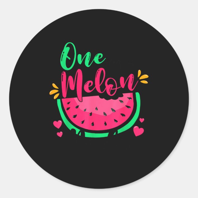 Sticker Rond One In A Melon Dada Summer Birthday Party Matching (Devant)