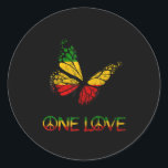 Sticker Rond One Love Butterfly Rasta Reggae<br><div class="desc">One Love Butterfly Rasta Reggae</div>