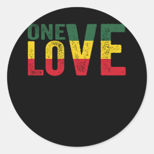 Sticker Rond One Love Jamaican Rasta