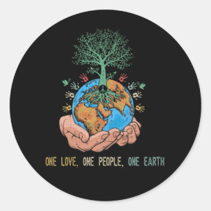 Sticker Rond One Love One People One Jour des terres World Peac