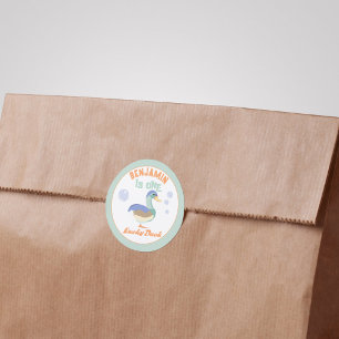 Sticker Rond One Lucky Duck &  Bubbles Premier Anniversaire Pas