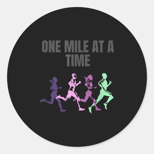 Sticker Rond One Mile At A Time Motivation  (Devant)