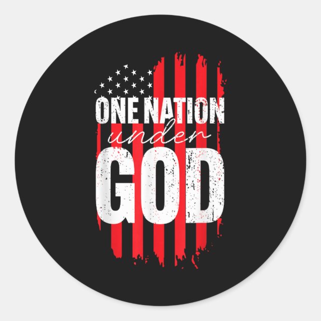 Sticker Rond One Nation Under God American Flag Christian Jesus (Devant)