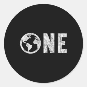 Sticker Rond One Planet Jour des terres 51ème Anniversaire Retr